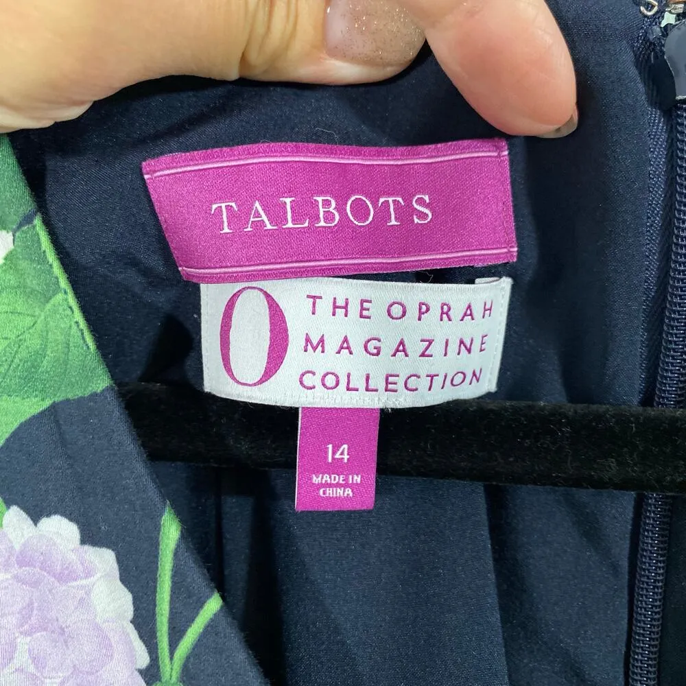 Talbots X The Oprah  Magazine Purple Floral Sleeveless Fit & Flare Dress Size 14 - Image 4