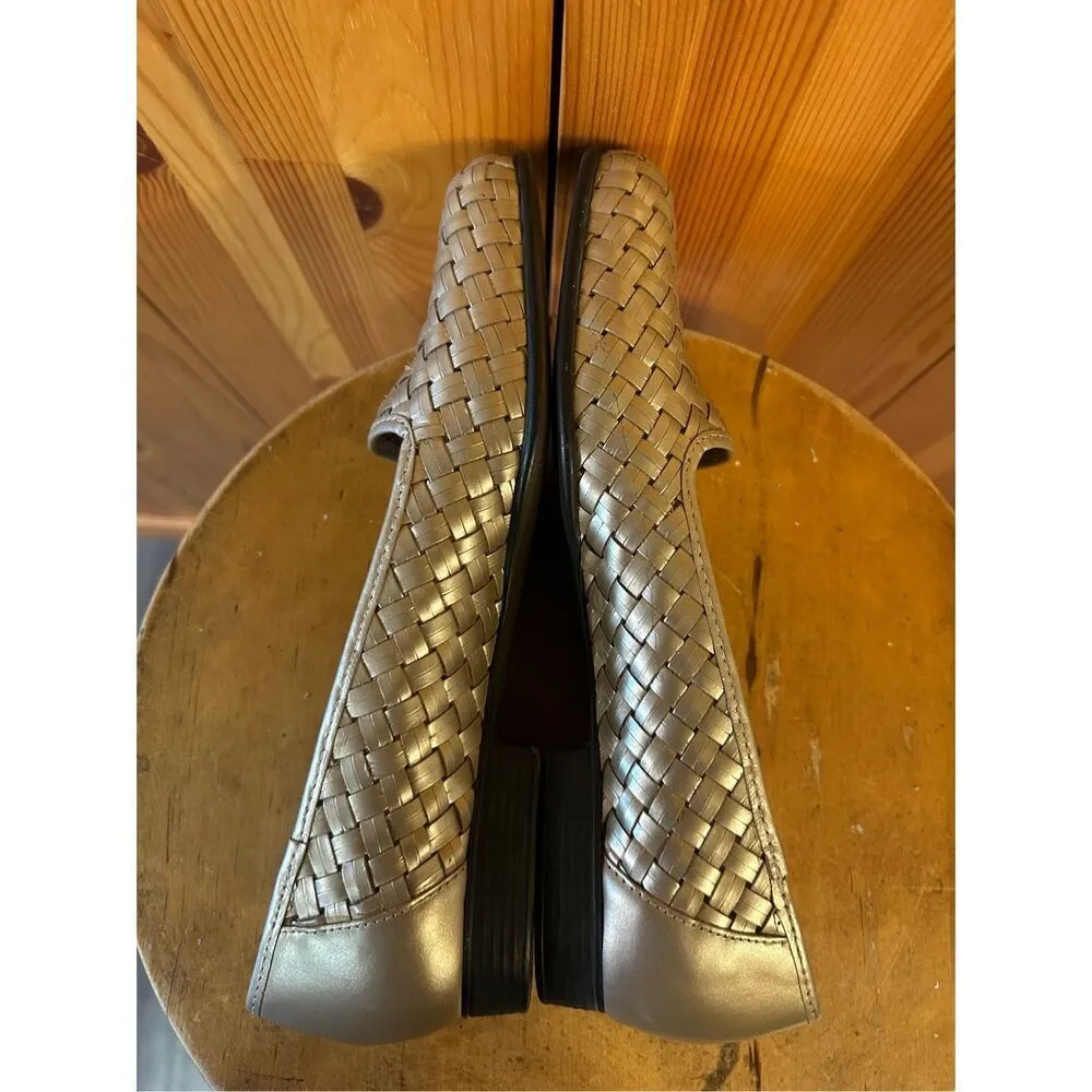 Naturalizer Woven Brazil Leather Ballet Flats Loafers Shoes Womens 7.5N Pewter - Image 6