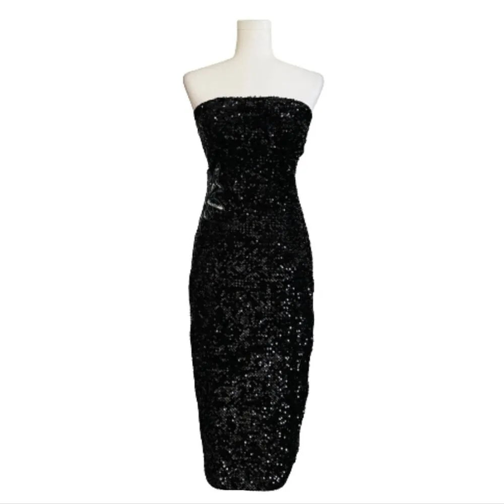Gianni Bini Dress Vida Black Sequin Strapless Formal Black Tie Midi Size 2 NEW - Image 3