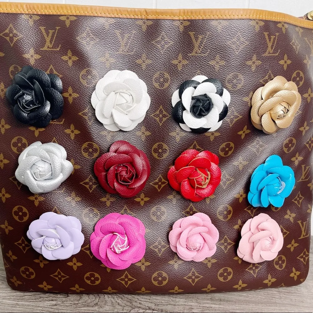 Camellia Flower Vegan Leather Magnetic Bag Charm - Image 9