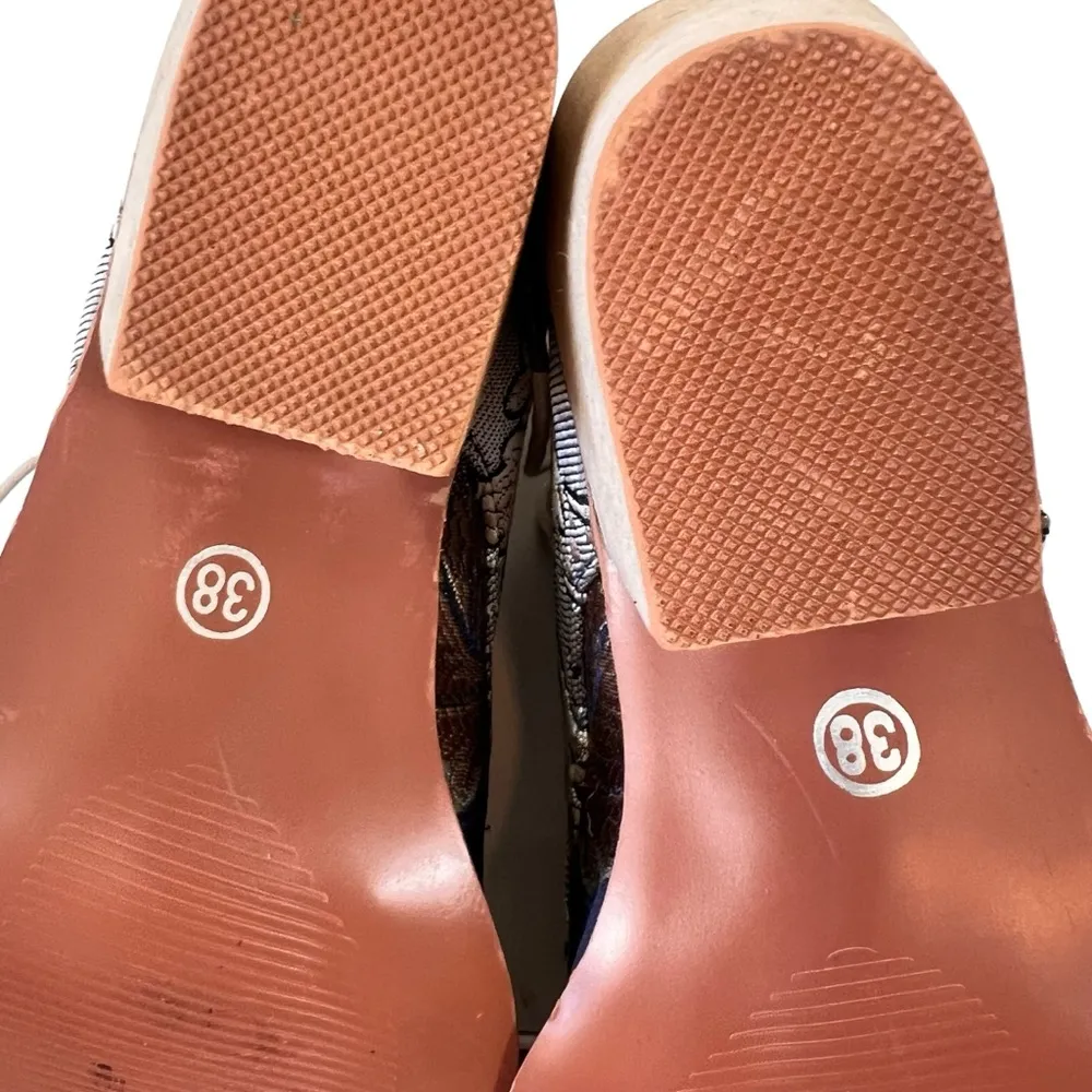 Vintage Satin Floral Embroidered Block Heel Cowboy Ankle Booties Blue Size 7 - Image 9