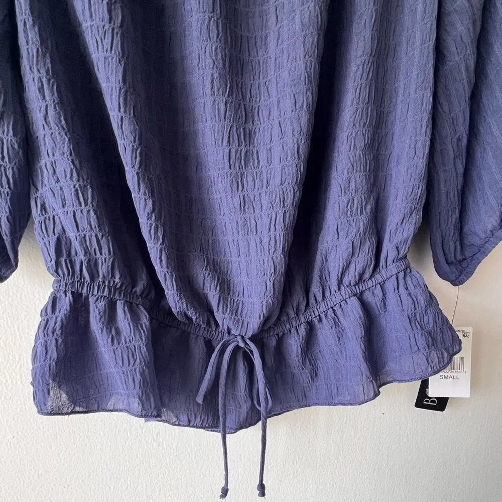 Women’s Top BCX shore off the shoulder 3/4 sleeves navy Denim  color S. - Image 6