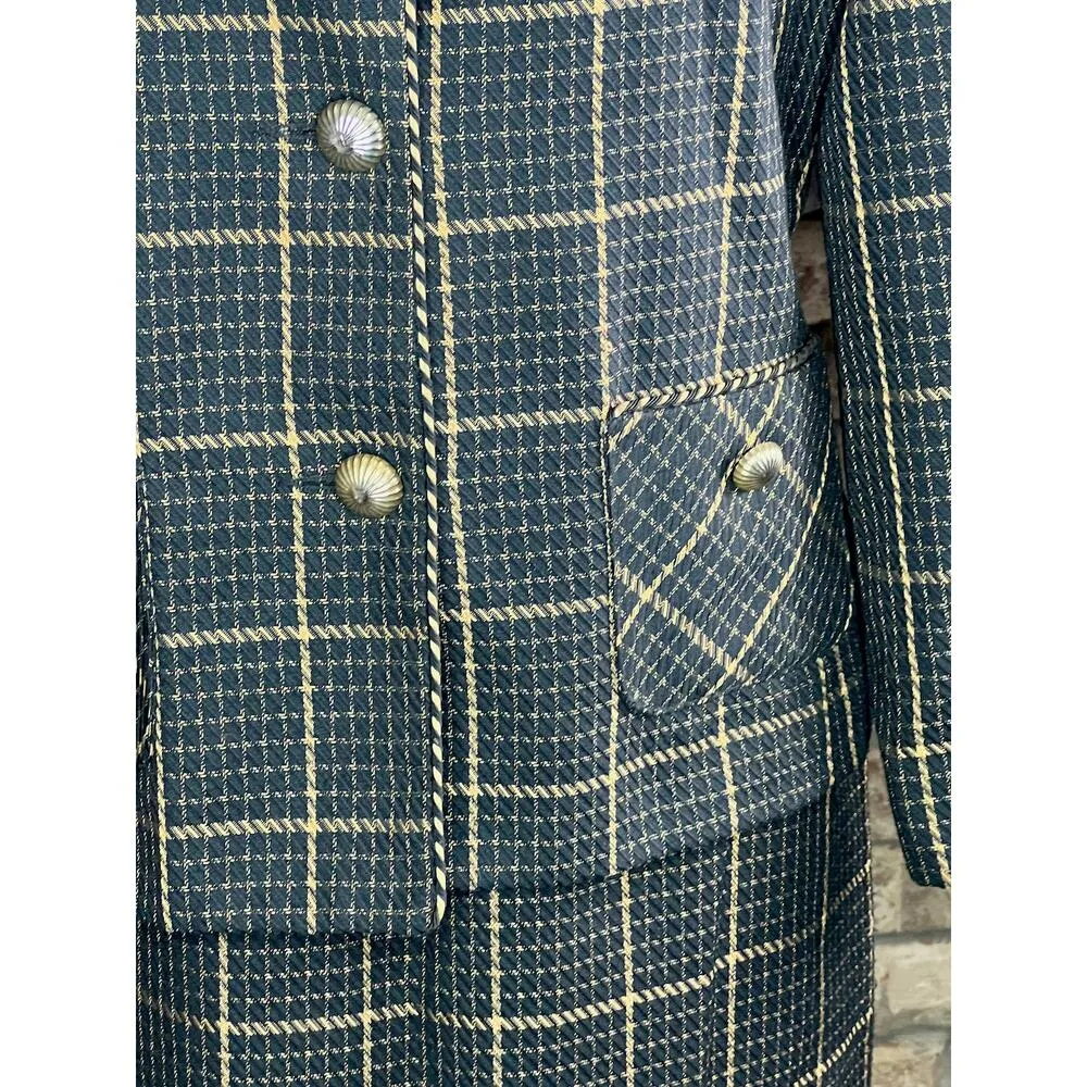 suit plaid black gold boxy 1980s Size 12 - Image 5