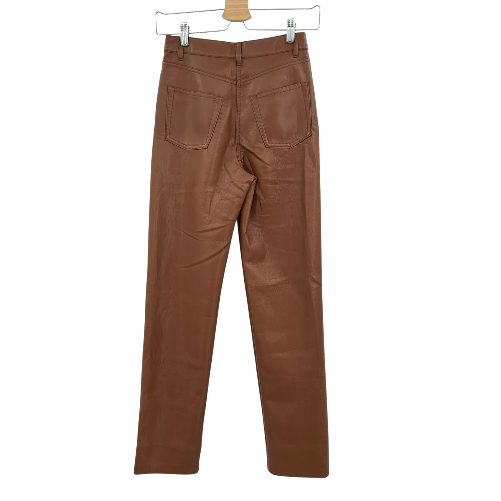 Aritzia Wilfred The Melina Pant Faux Vegan Leather High‎ Waist Cognac Brown 0 - Image 8