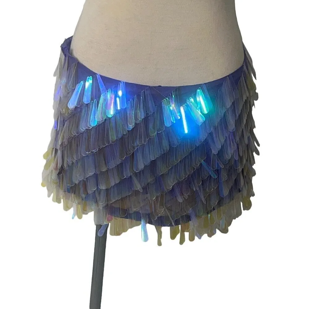 The Attico Sequin Mini Skirt in Opalescent 40 New Womens Embellished Blue Size undefined - Image 8