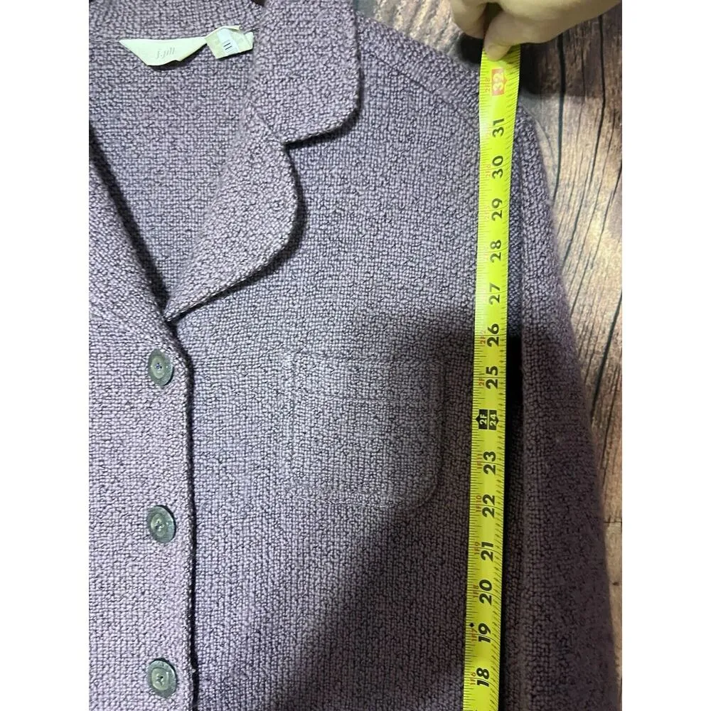 J. Jill Woman Sz M Petite Purple Wool Blend Long Cardigan Coat Capsule Preppy - Image 10