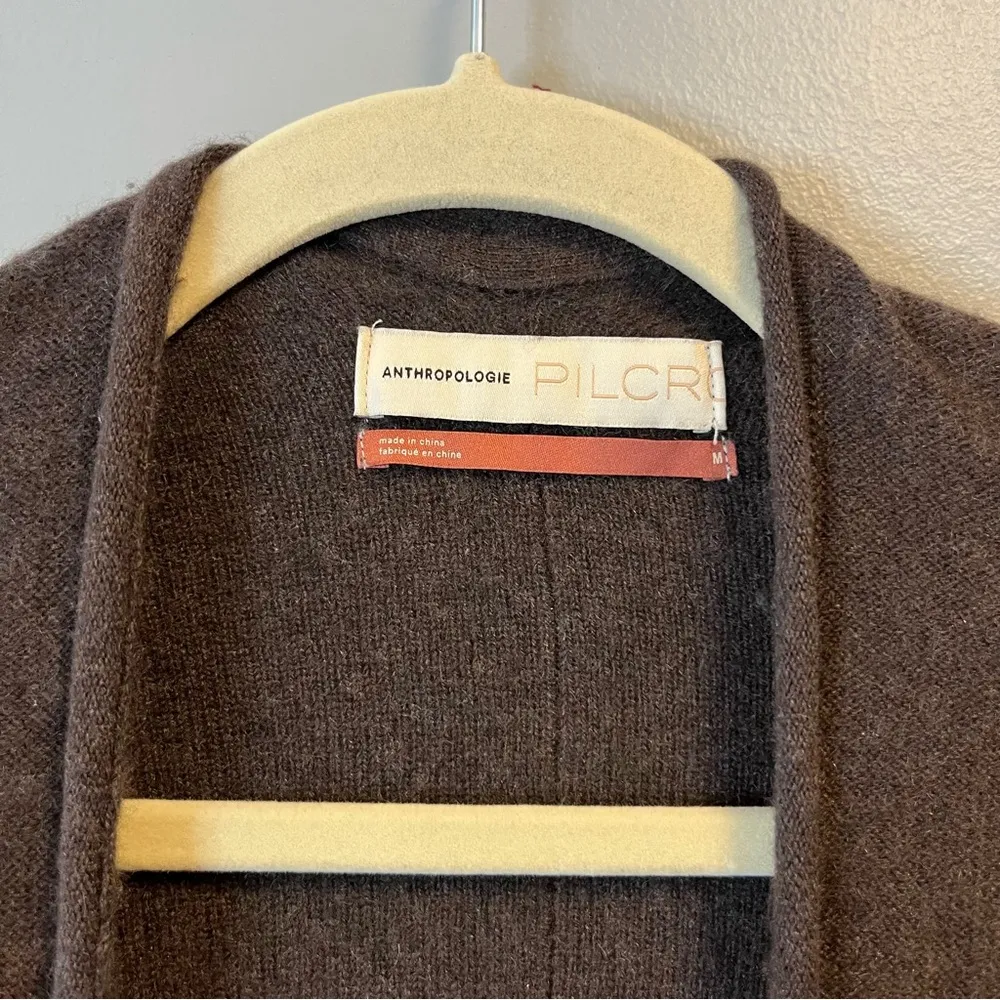 Anthropologie Pilcro Cardigan Brown Mafalda Open Fromt Cashmere Cardi Sz M GUC - Image 5