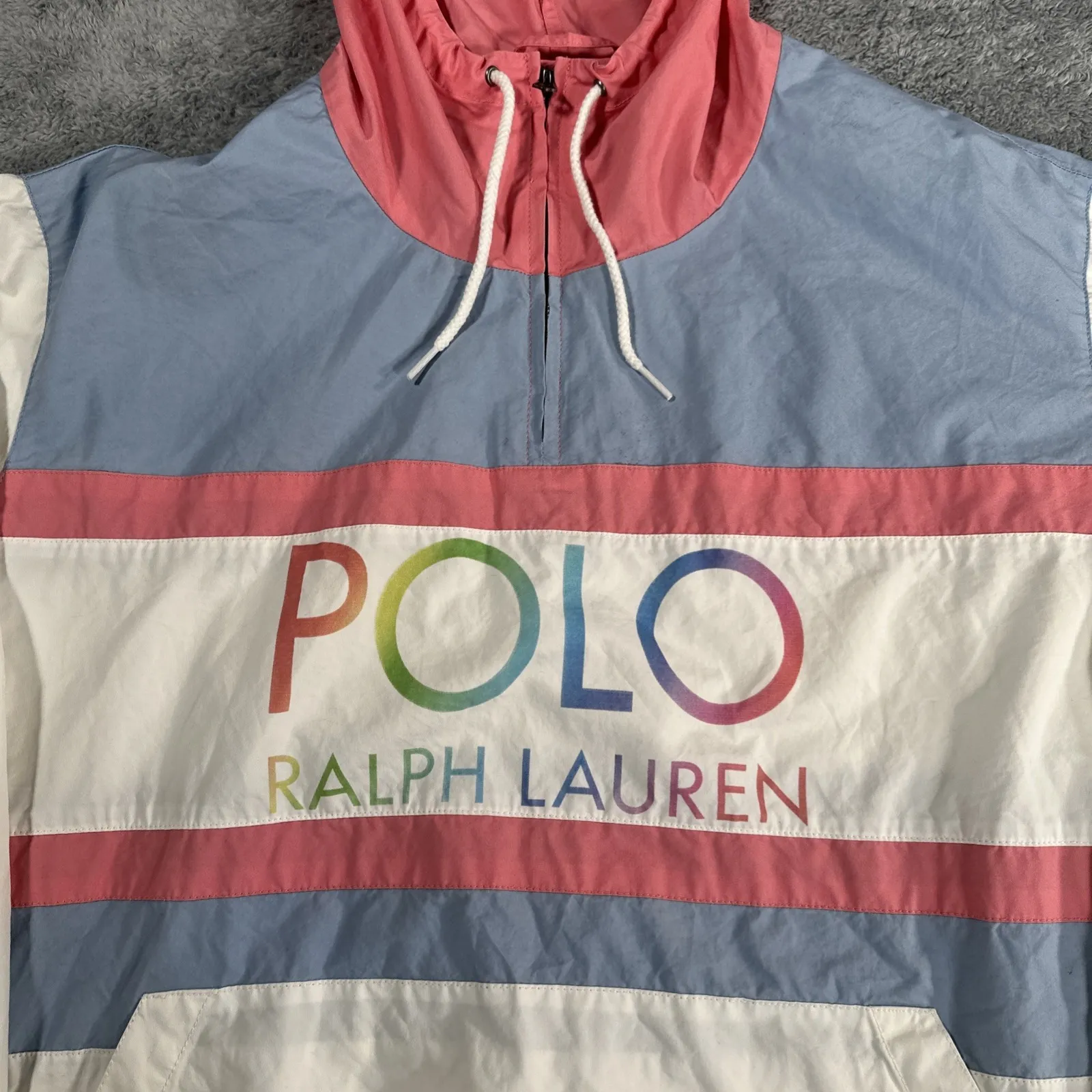 Polo RALPH LAUREN 1/4 Zip Color Block Windbreaker Jacket Sz M $249 Oversized - Image 3