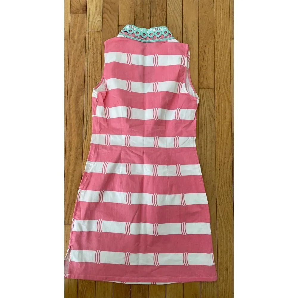 Sail to Sable STS Women's Pink And White Striped Sleeveless Dress V-Neck Size S - Image 6