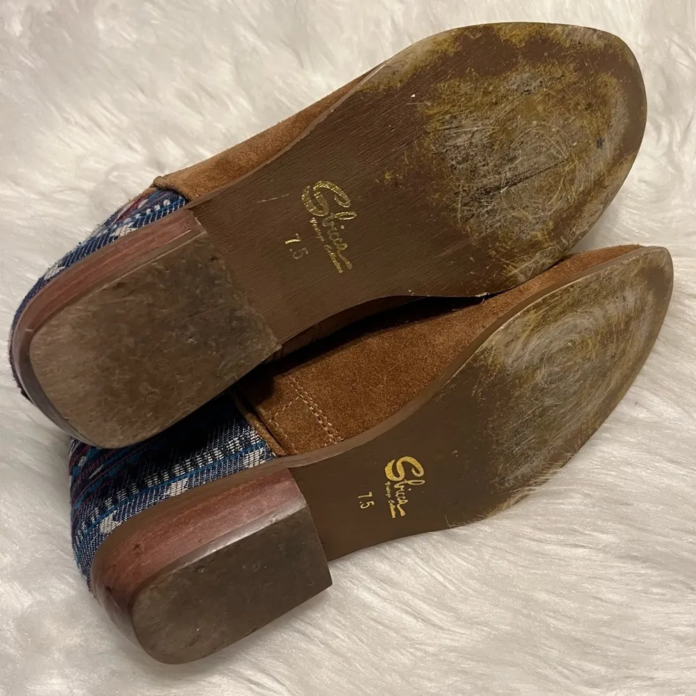 Sbicca Vintage Collection Boots Booties Brown Suede Southwest Print size 7.5 - Image 5