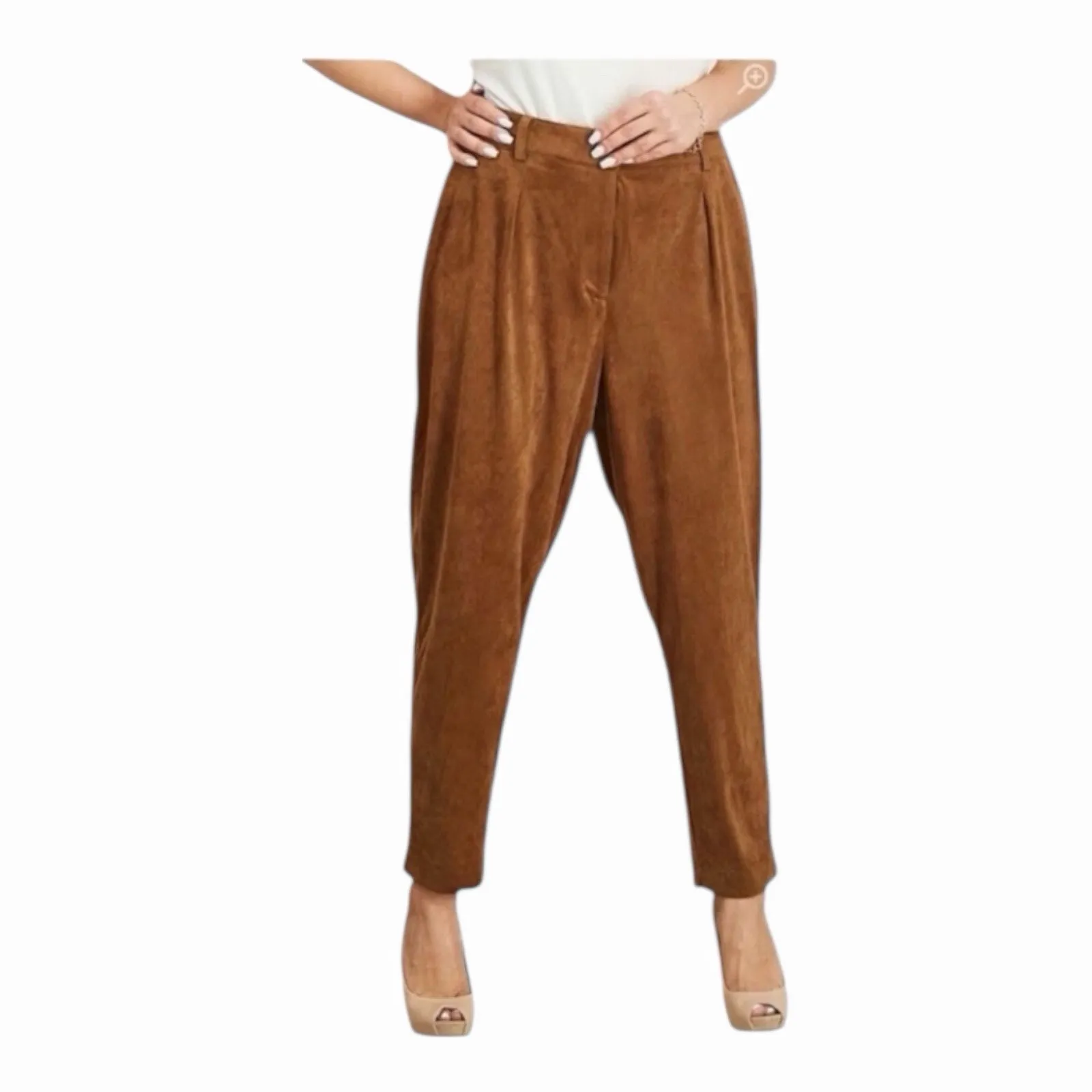 Calvin Klein Brown Faux Suede Cropped Pant Size 14 High Rise Straight Leg NWT - Image 16
