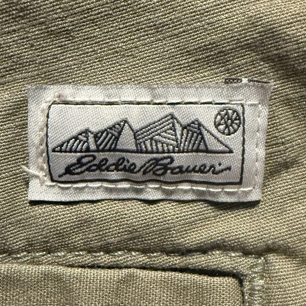 Eddie Bauer High Waist 4 Pocket Khaki Shorts Button Zipper Tie Front Tan‎ 10 - Image 7