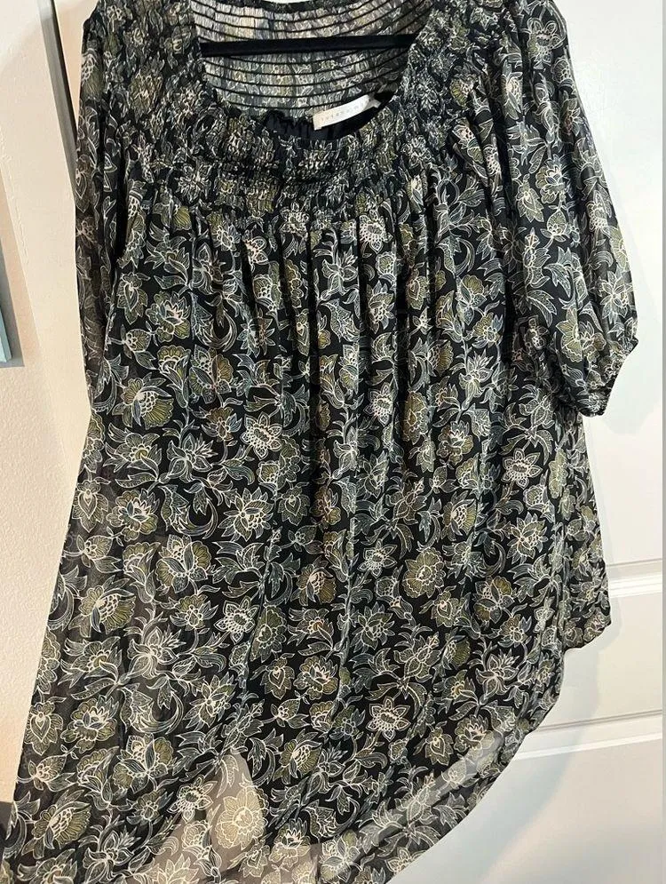 Susana Monaco Off The Shoulder Dark Colored Floral All Over Print Design Dress - Image 5