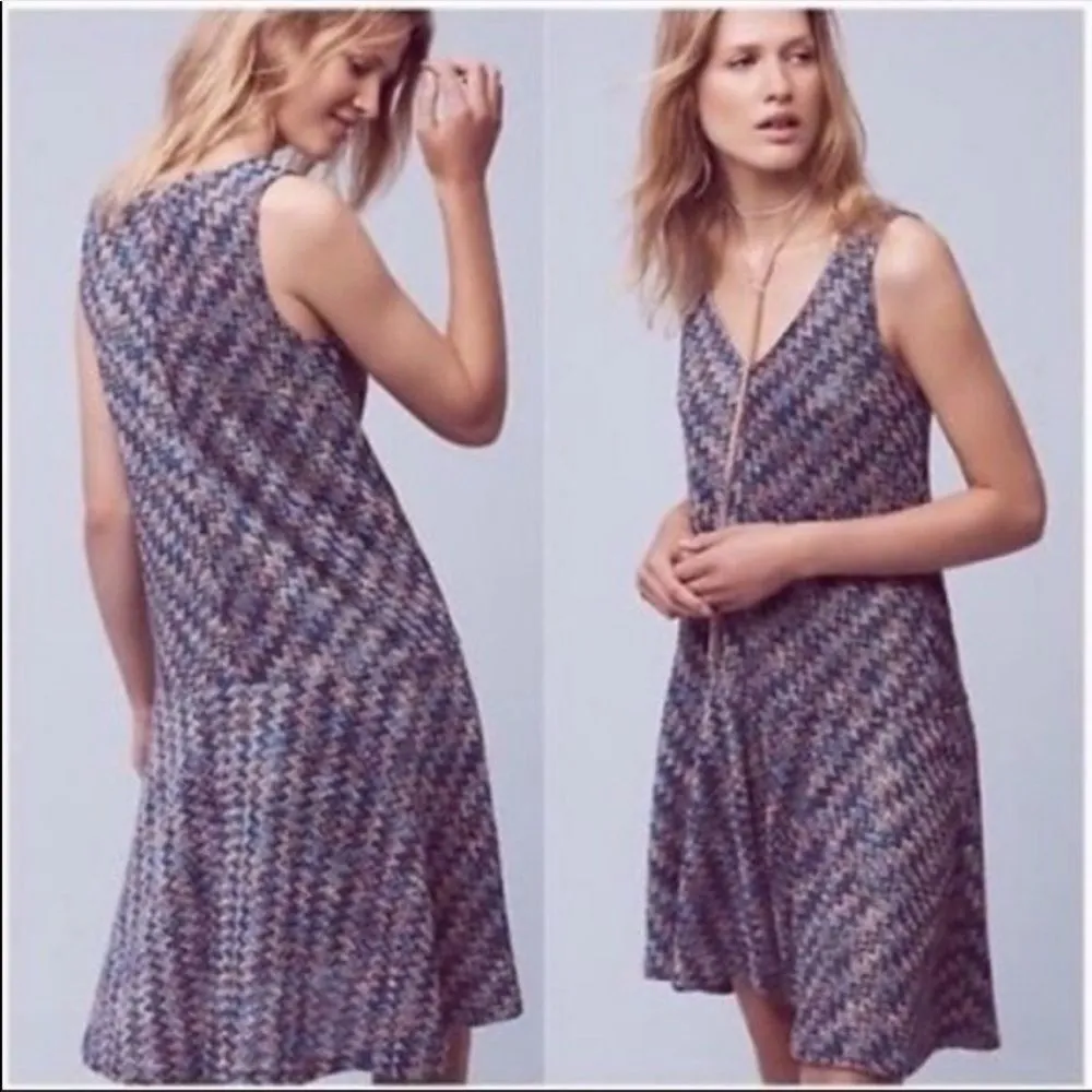 Anthro Maeve westwater chevron knit v neck dress xs - Image 2