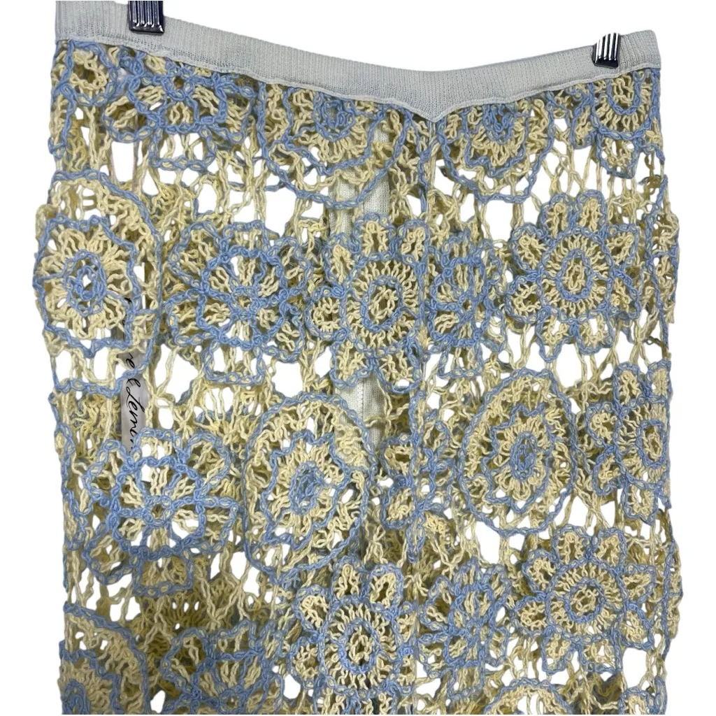 NWT For Love & Lemons Kaya Crochet Midi Skirt Open Knit Blue Yellow Size Medium - Image 6