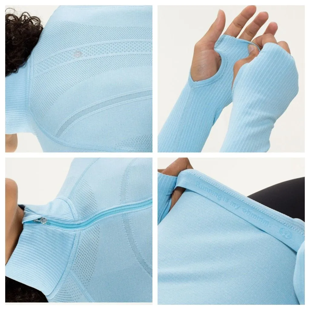 Lululemon Run: Swiftly Tech 1/2 Zip Heathered Blue Moon Size 12 - Image 4