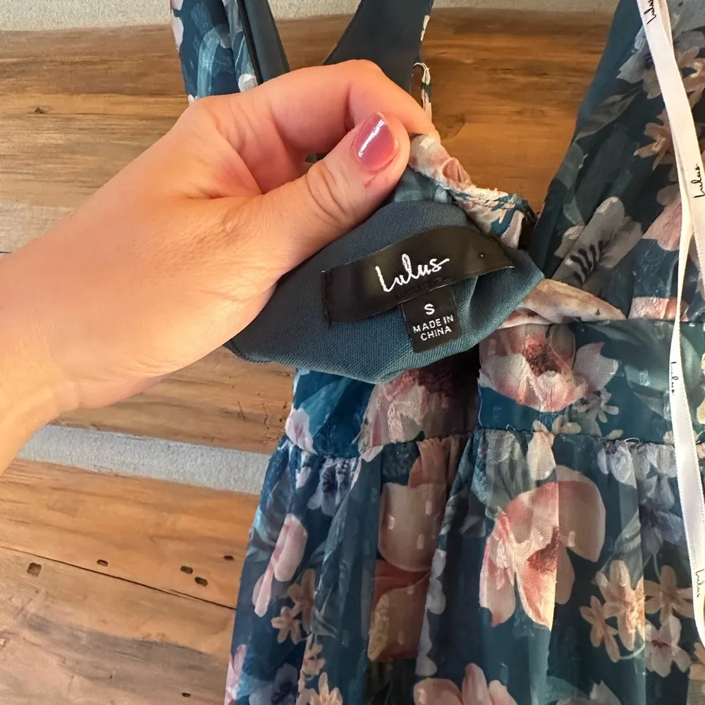 Lulus Pleasant Presence Teal Blue Floral Jacquard Tie - Image 3