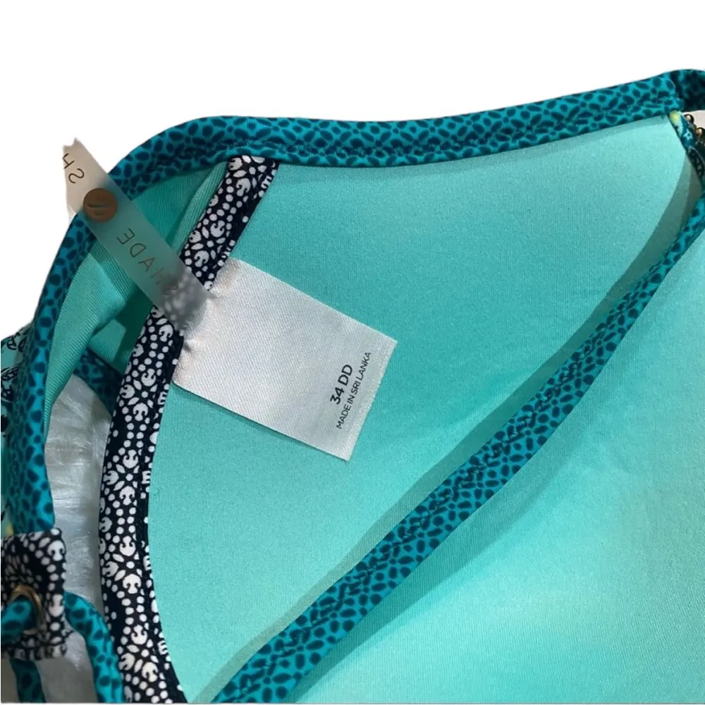 Teal Bohemian Tassel Bikini Top Women’s Size 34DD Shade & Shore Beaded Swimwear! - Image 4