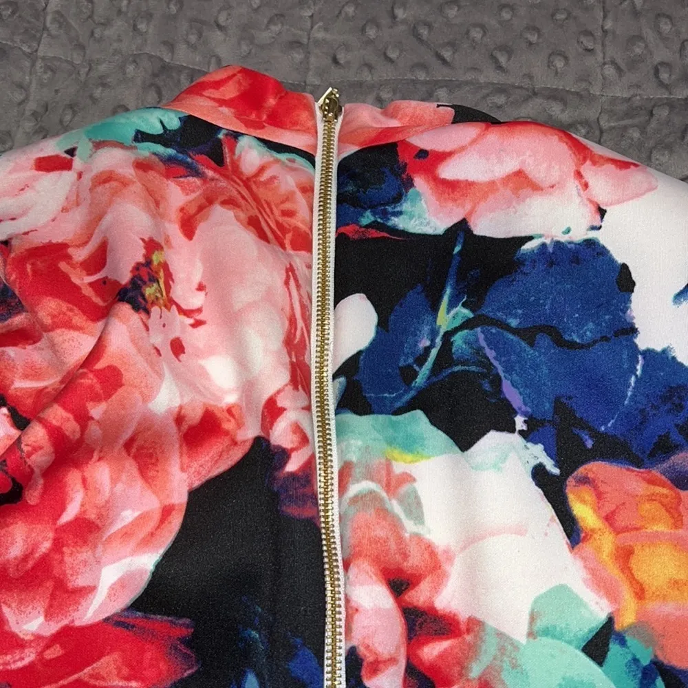 BISOU BISOU womens plus size 14 deep v-neck dress floral print zip back new NWT - Image 10