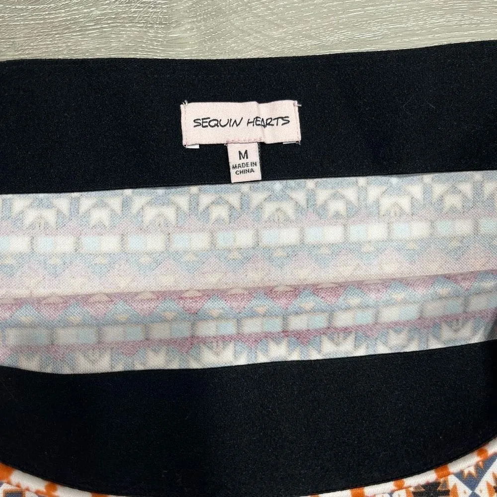 Astec Print Body Con Pencil Skirt Sequin Hearts Size M Women’s - Image 6