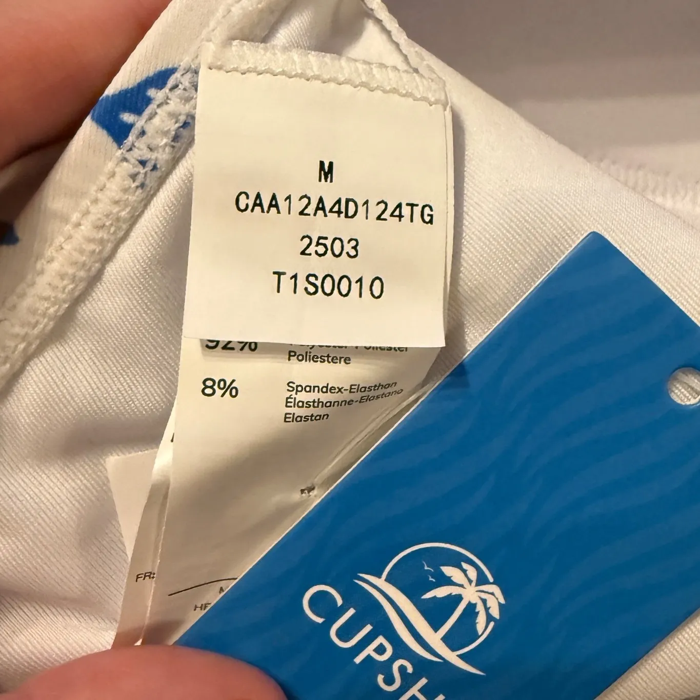 Cupshe NWT Halter Bikini Top Women's Medium White Blue Print Swim Beachwear - Image 3