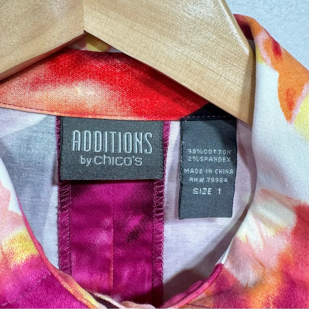 Chico’s Additions Bold Floral Print Button Front Shirt Jacket with Pockets 1/M - Image 12