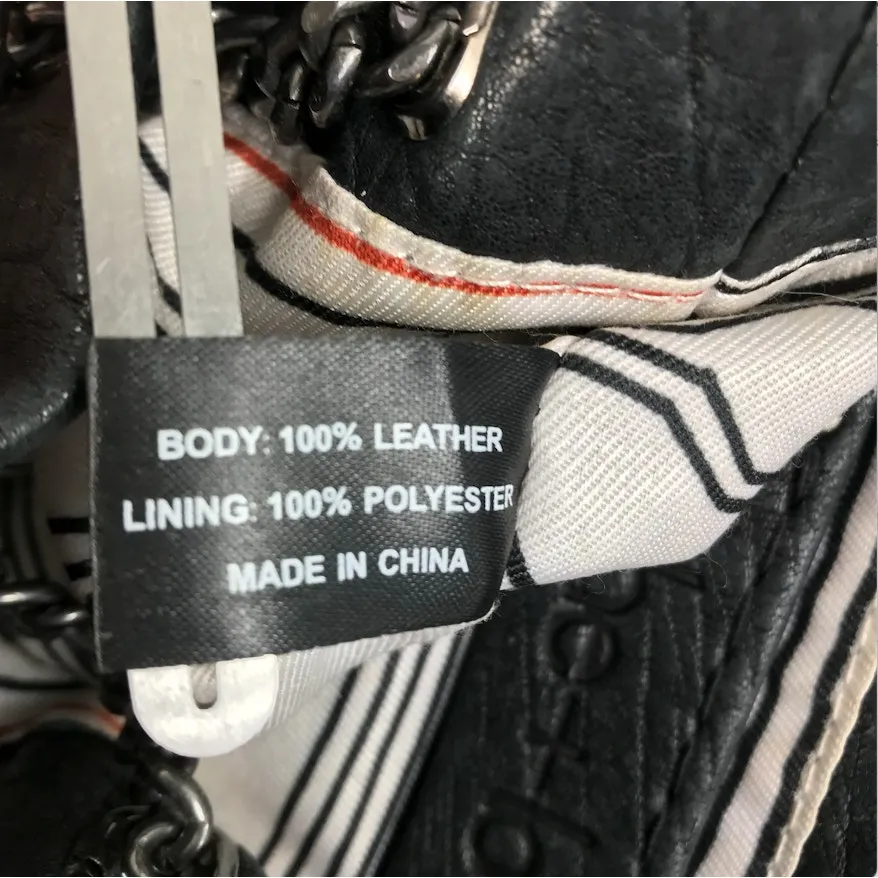 SHE + LO Lambskin Leather Chain Drawstring Bucket Bag Black Boho Rare Whimsy EUC - Image 10