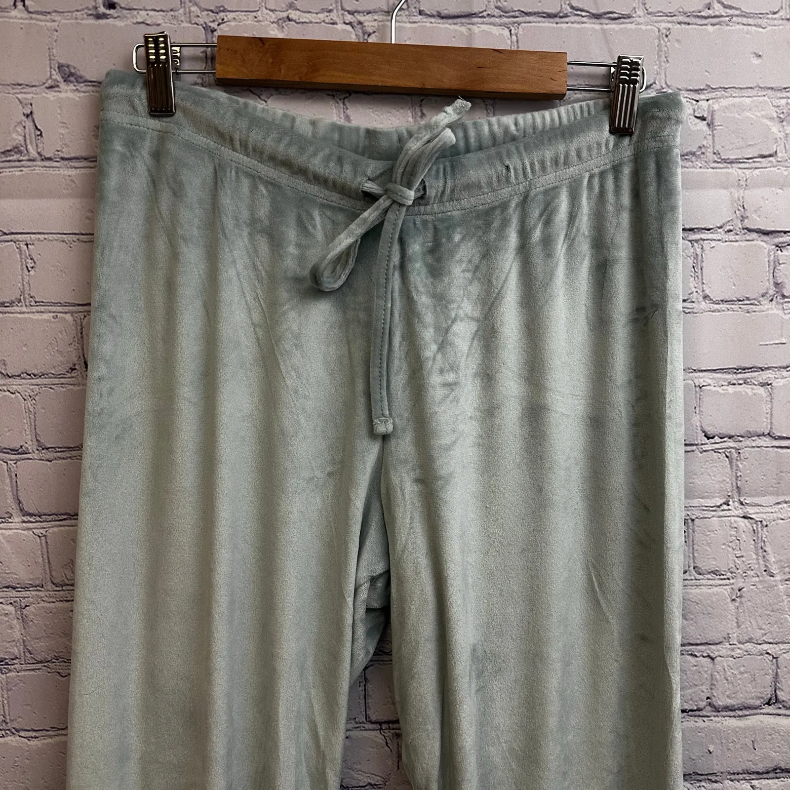 Juicy Couture Light Blue Velour Bling Track Drawstring Pants Size Medium Cozy - Image 2