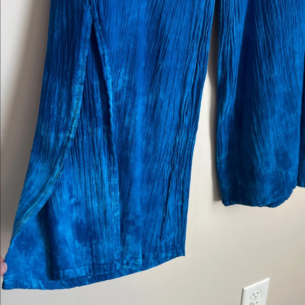 New Oh My Gauze Womens Sz 1 Blue Tie Dye Wide Leg Pants Laganlook Minimalist S/M - Image 5