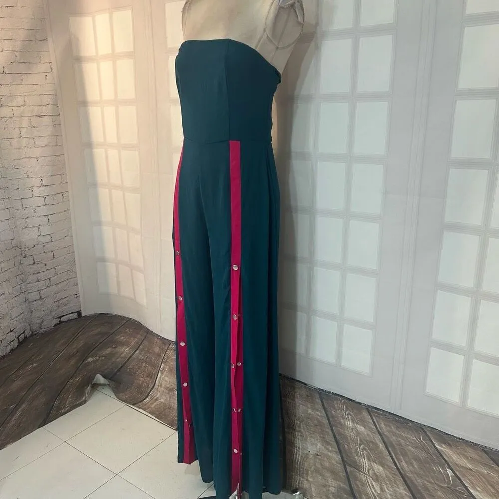 Prettylittething Strapless contrast snap front wide leg jumpsuit size  8 - Image 6