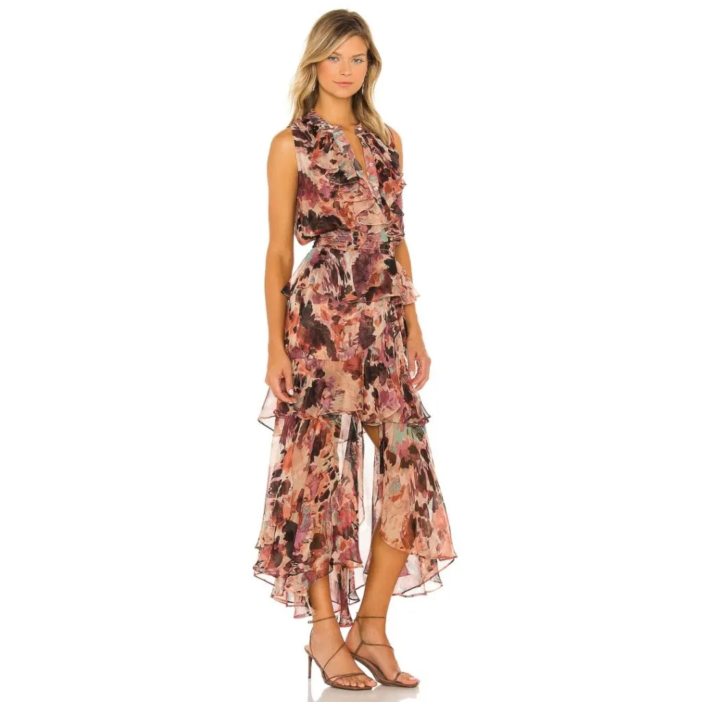 Misa Los Angeles Ilona Maxi Dress Red Purple Black Size XS - Image 2