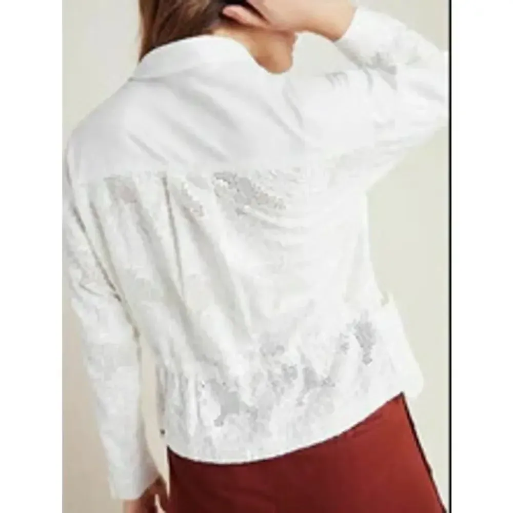 NWT Anthropologie Women's XS White Eyelet Anorak‎ Jacket Casual Long Sleeve - Image 4