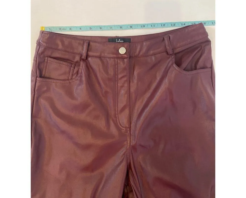 Lulu’s Hit Your Mark Burgundy Vegan Leather Straight Leg Pants EUC XL Women’s - Image 7