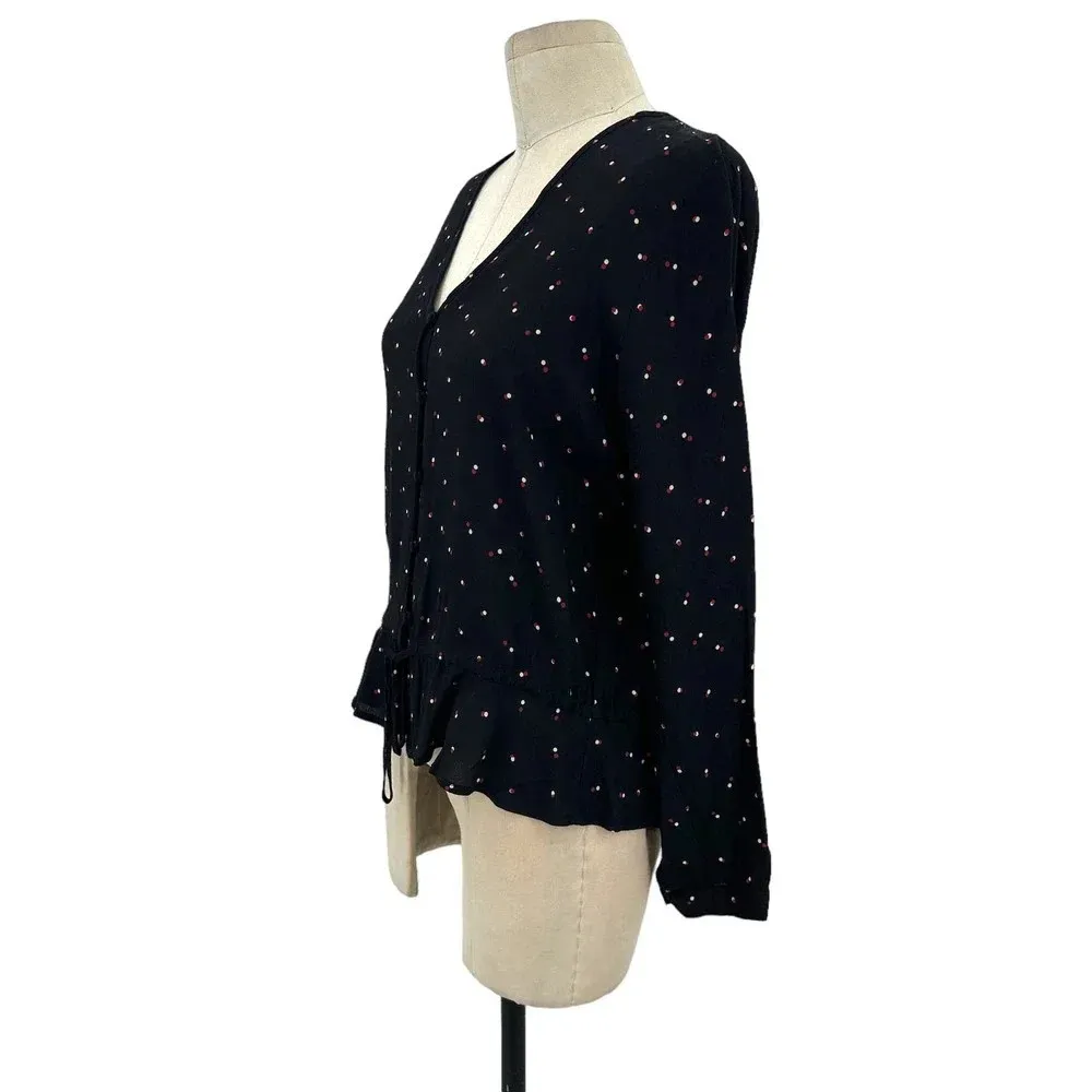 Rails Beaux Blouse Black Offset Dot Print‎ Size Small - Image 6