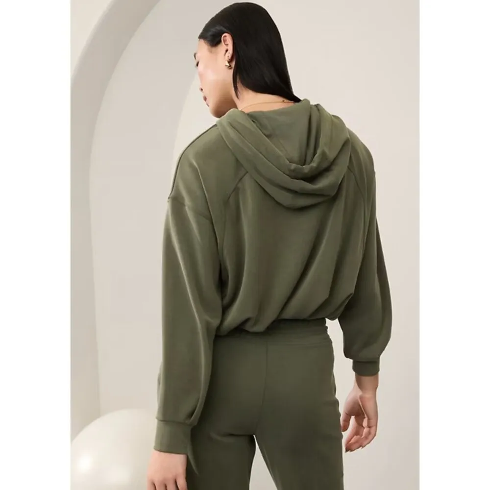 Athleta S Seasoft Bubble Hem Full Zip Small Aspen Olive Green - Image 6