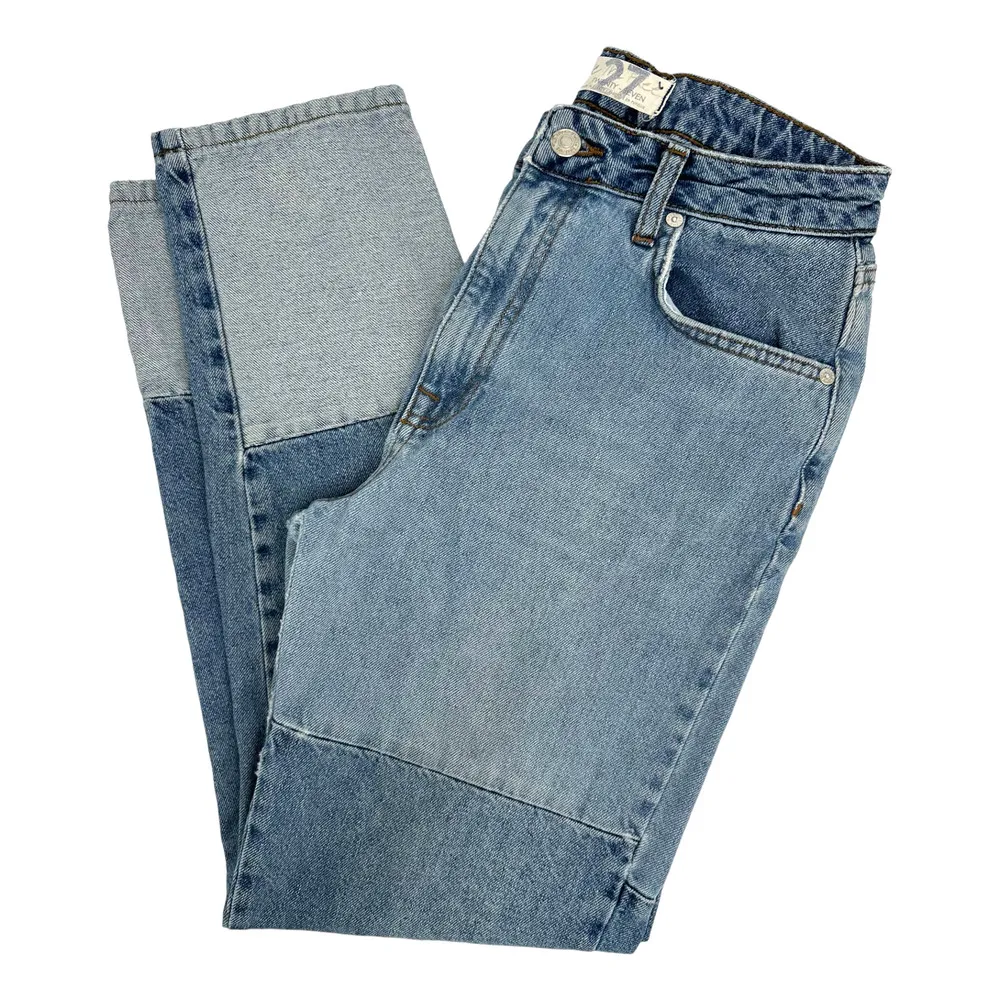 Free People | Size 27 | We The Free Pieced Denim Straight Leg Hi-Rise Mom Jeans - Image 3