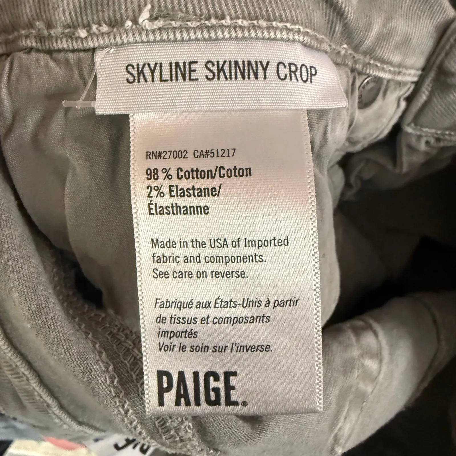 Paige Skyline Skinny Crop Jeans Grey-Green Sz 26 EUC - Image 6