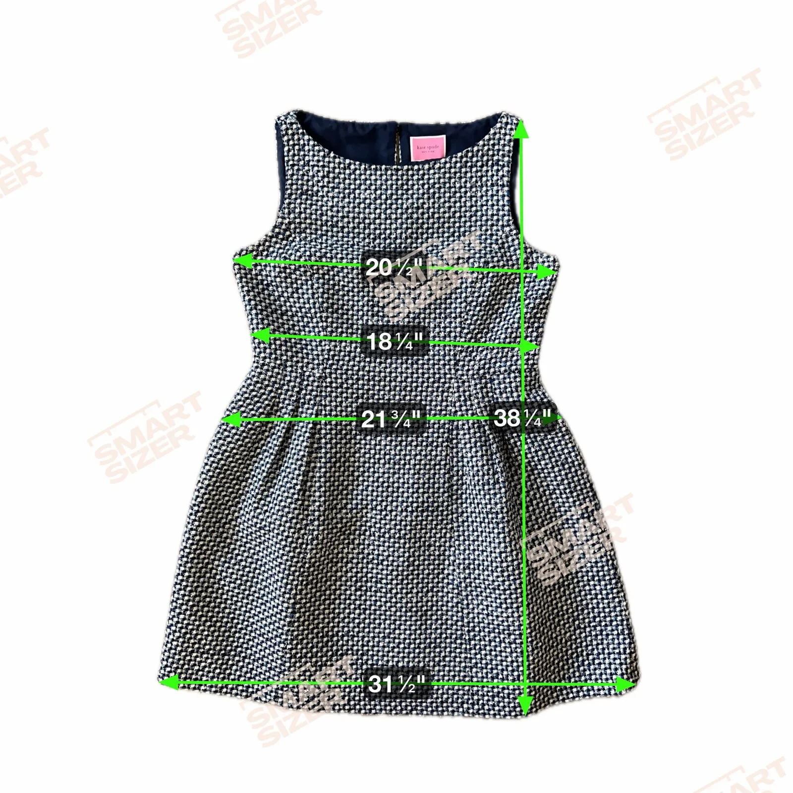 Kate Spade Nautical Tweed Dress Sleeveless Fit Flare A-Line 14 Blue White - Image 9