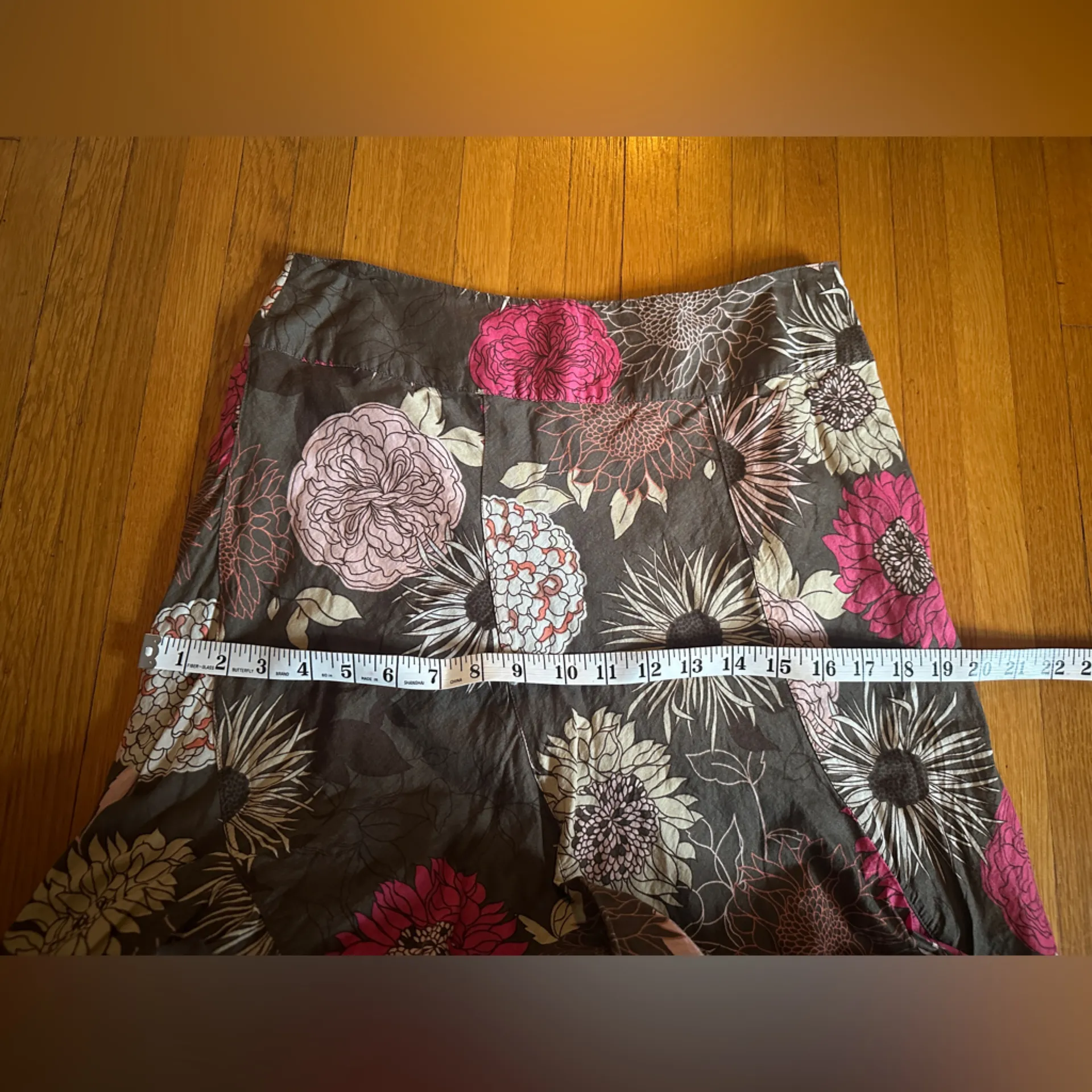 Vintage Y2K a.n.a Brown & Pink Floral Flowy A-Line Skirt, Size 8 - Image 4