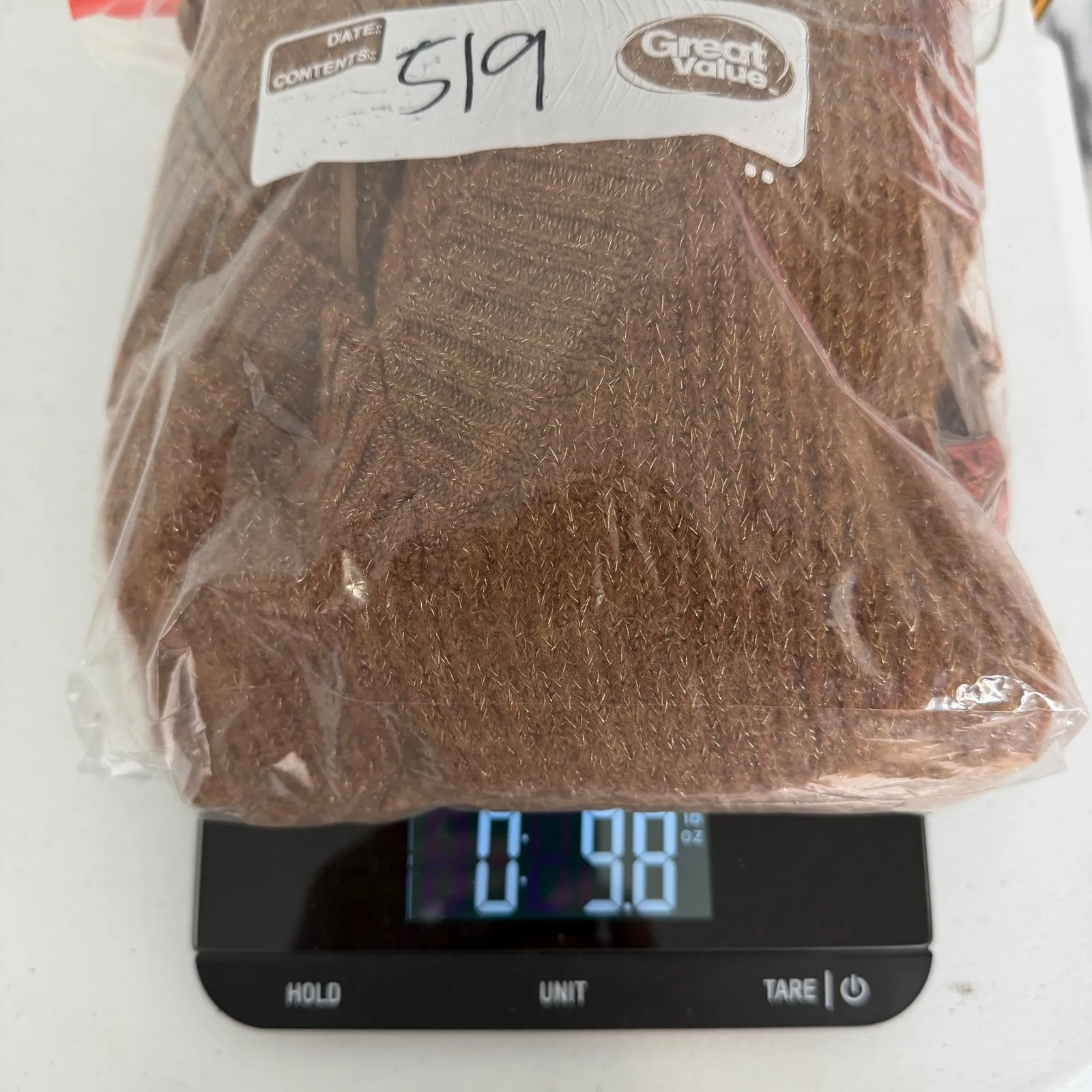 Metallic Sparkle Knit V Neck Long Sleeve Sweater Brown Womens Small Minimalist - Image 9