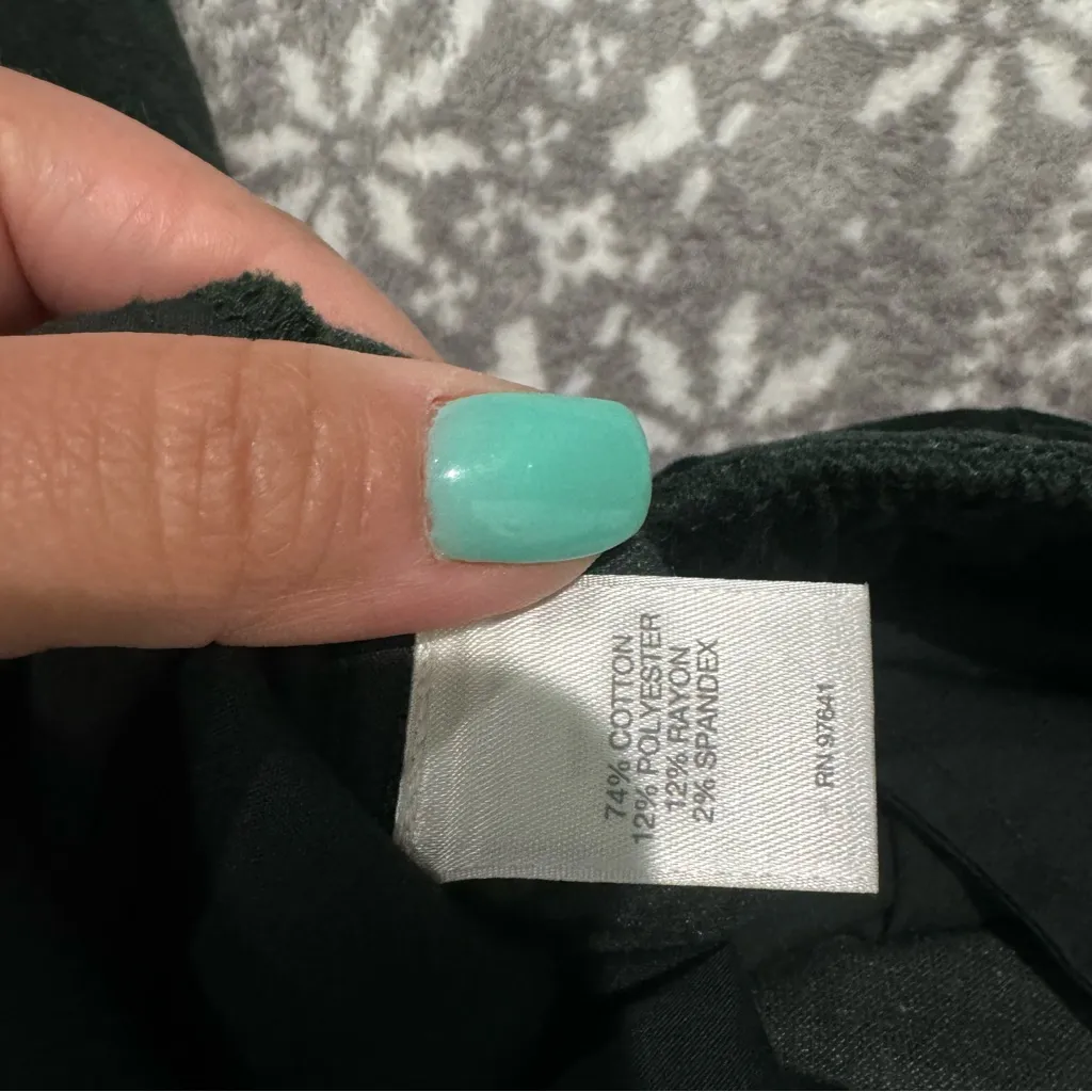 J. Jill Forest Green‎ Soft Velvet Straight Leg Pocket Side Zip Pants Size 18 Green - Image 9