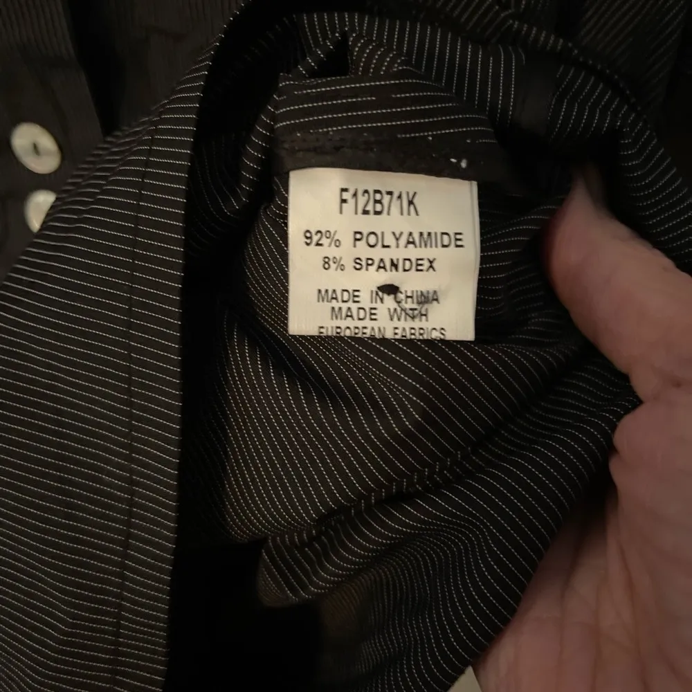 Amélline double collar pin striped lightweight shacket. Black - Image 6