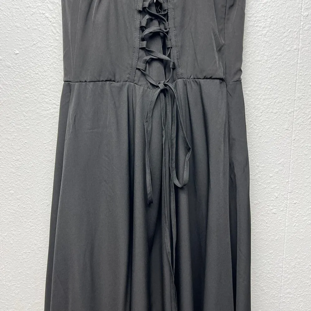 Marthea Womens Maxi Dres Large Corset Fairygoth Renaissance Witchy Regency Boho Black - Image 8