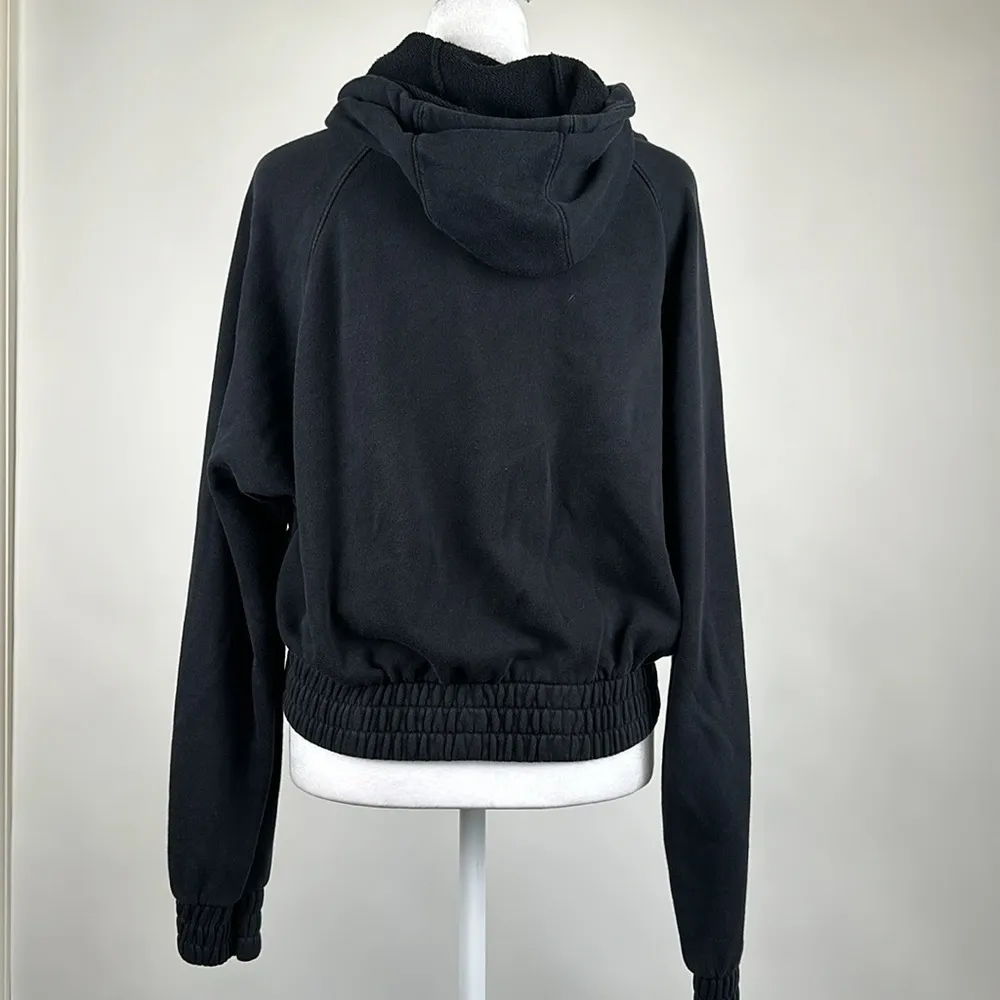 Nike Air Black & Neon Yellow Volt Zip Up Cropped Hoodie Sweatshirt Size Small - Image 7