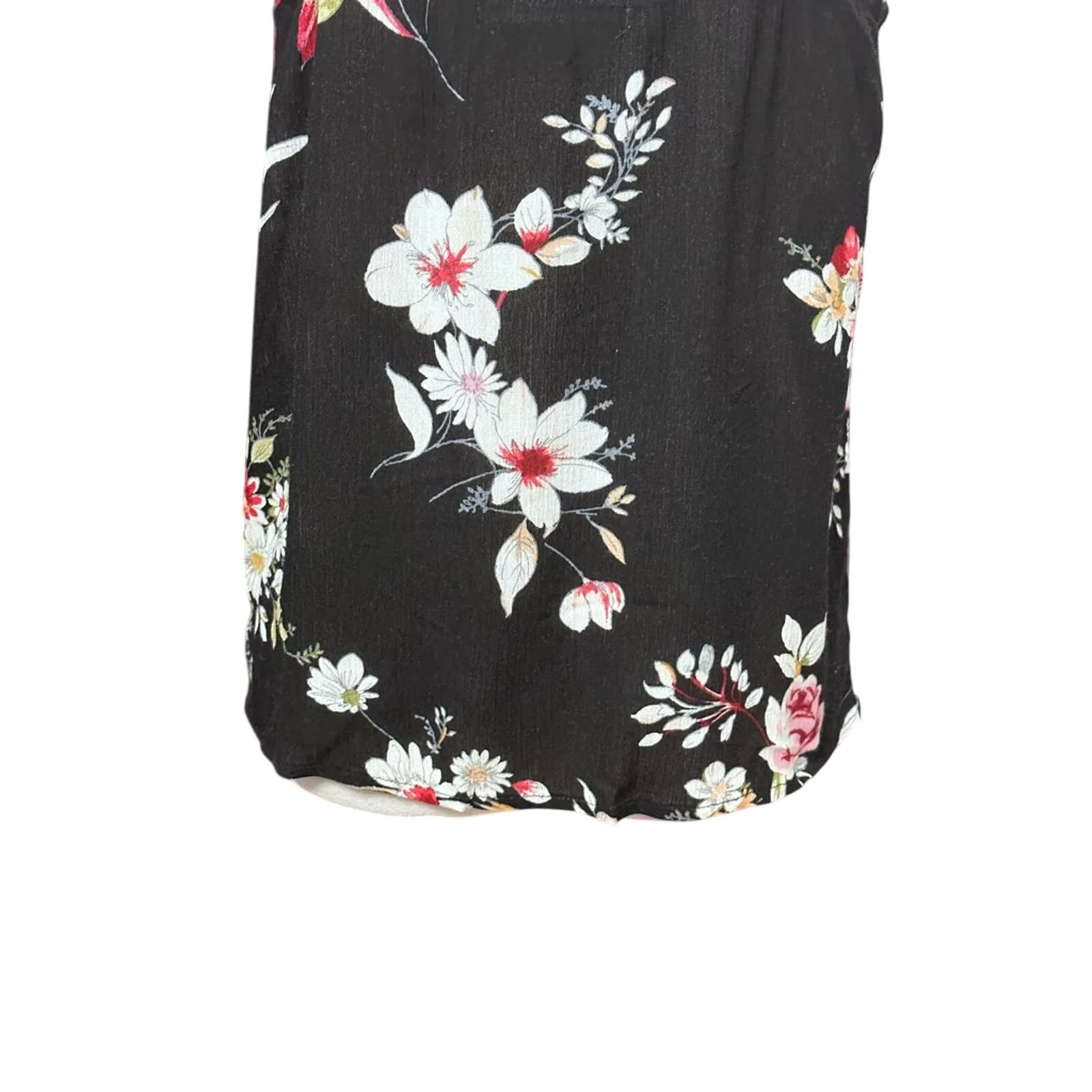 Gibson Look Tank Top Ruffle Detail Rayon Floral Black/Multicolor Women's S NWOT - Image 6