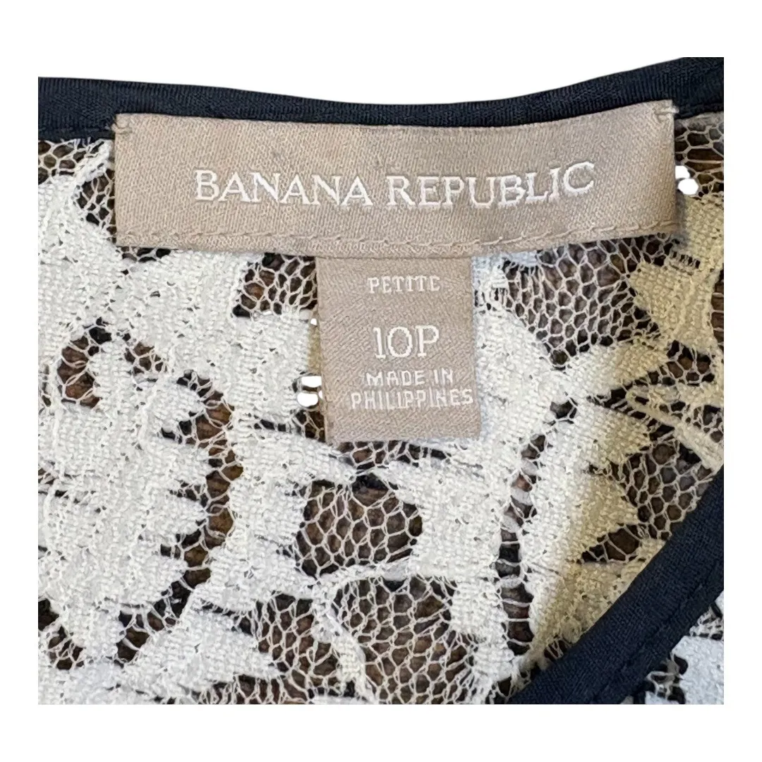 Banana Republic Petite Navy White Lace Sleeveless Sheath Cocktail Dress Size 10P - Image 8