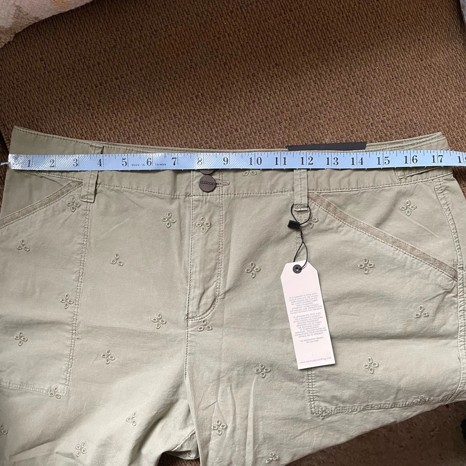 Sanctuary Surplus Olive Army Green Eyelet Cargo Cropped Utility pants 31 new - Image 13