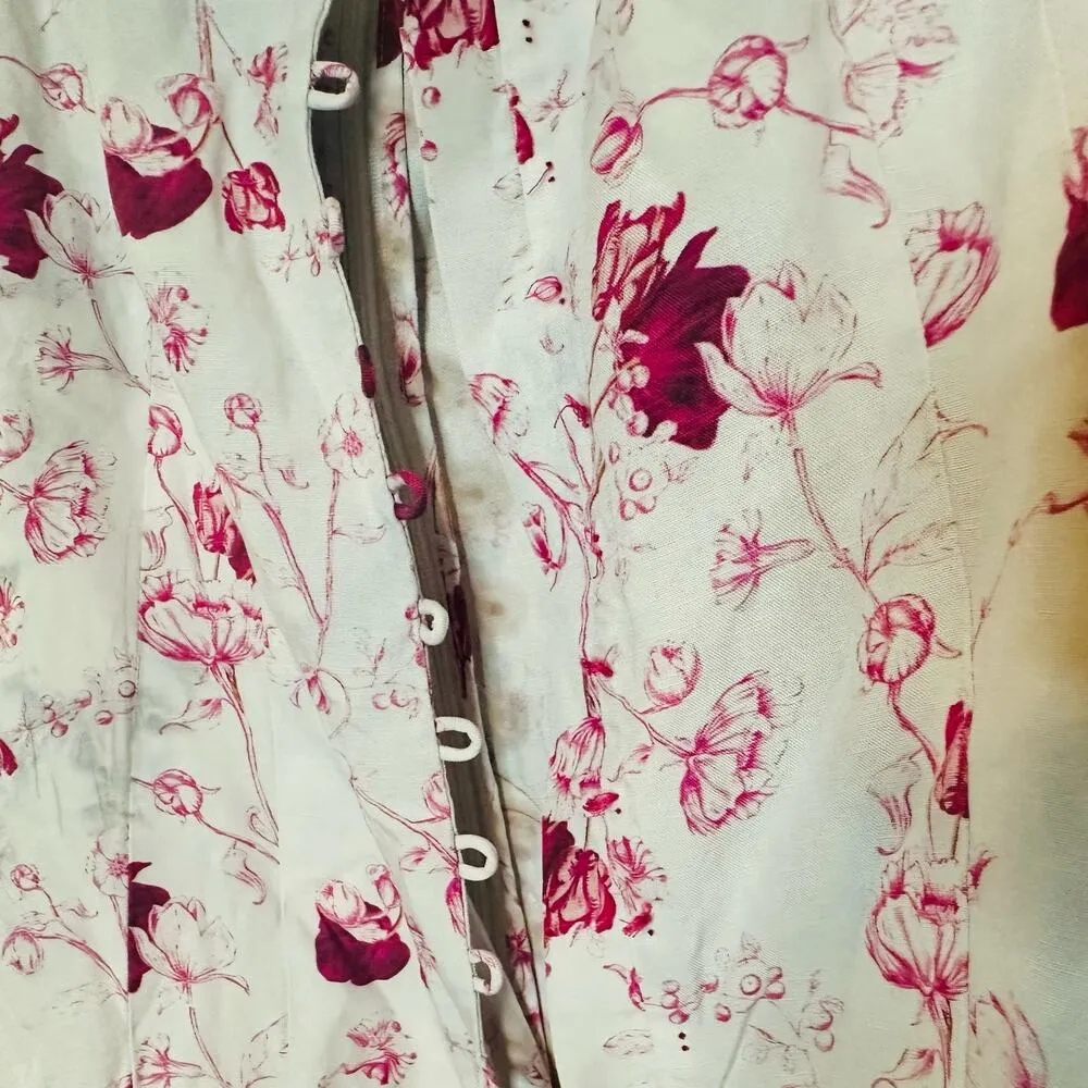 CHELSEA AND WALKER Women's White Pink Floral Button Front Mini Dress Size 4 - Image 9