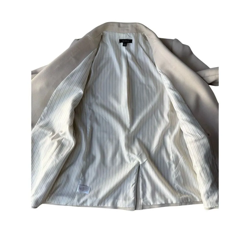 Ann Taylor Toasted Oat Twill Relaxed Long Double Breasted Blazer Size 14 - Image 7