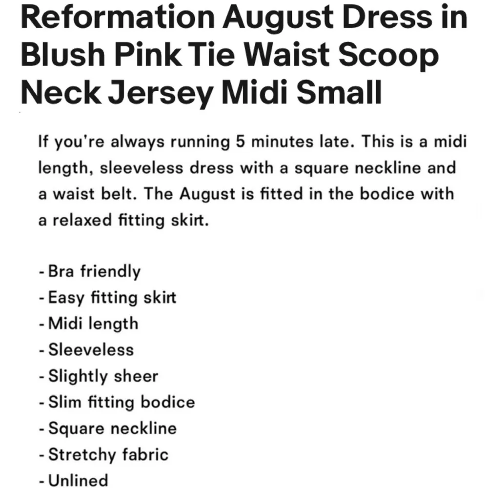 REFORMATION Jeans Blush Pink August Dress Tie Waist Scoop Neck Size Small NWT - Image 14